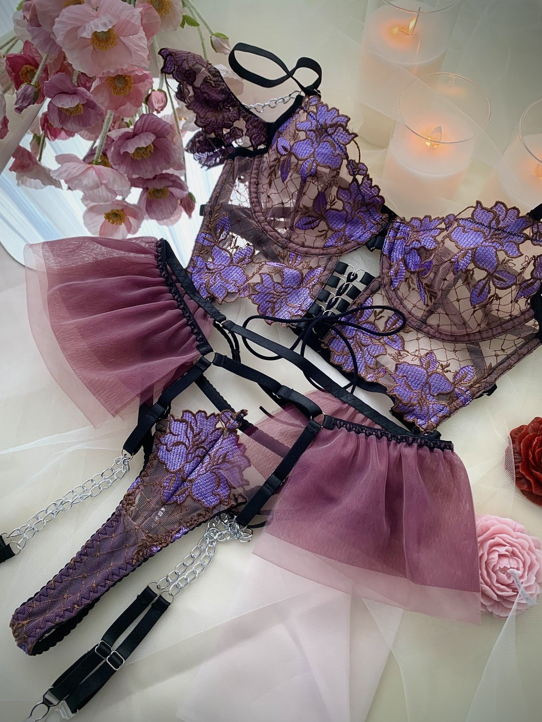 Wisteria Flower Lace French Suit