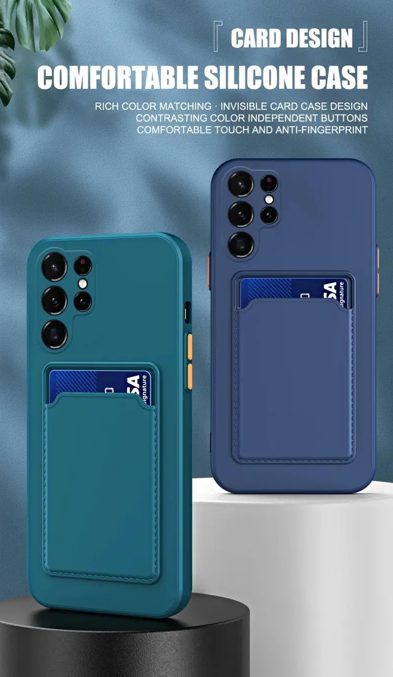 card slot bag holder soft silicone wallet phone cases for samsung galaxy s24 s23 s22 s21 ultra s20 fe a53 a52 a13 a12 a51 a71 cover details 0