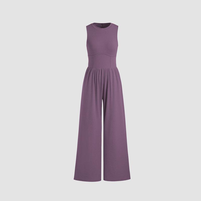 [12 colors, Size 2-26]  Sleeveless Wide Leg Overalls
