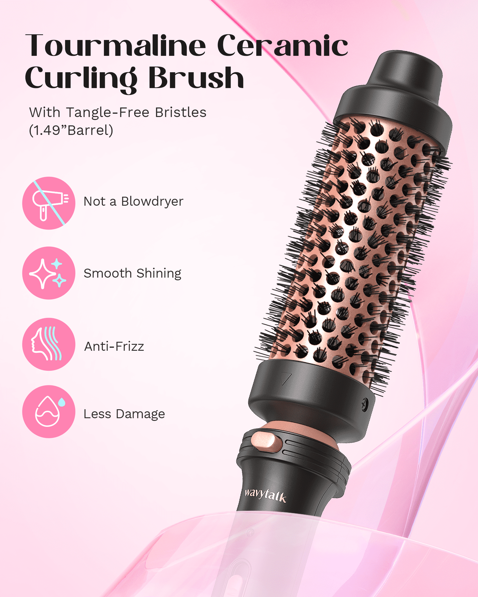 Wavytalk 5 in 1 Curling Iron Set with 1.5inch Thermal Brush, 4 Interchangeable Curling Wand