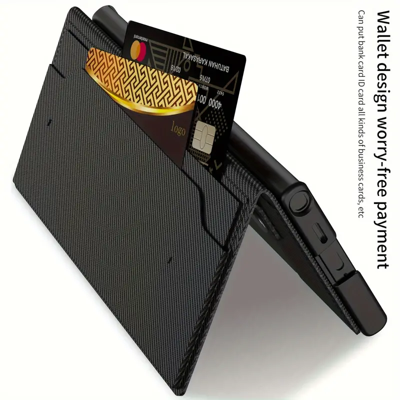   for   s24   phone case lens protection fashion flip wallet solid color mobile phone case   inserted card holder   frosted hard shell protective case without pen details 7