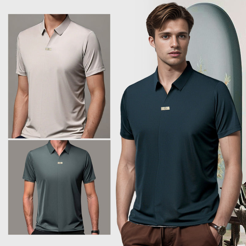 Men’s Casual Lapel Breathable Wrinkle-free T-shirt