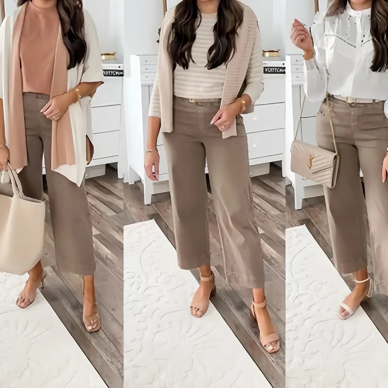 Stretch Twill Cropped Wide Leg Pant
