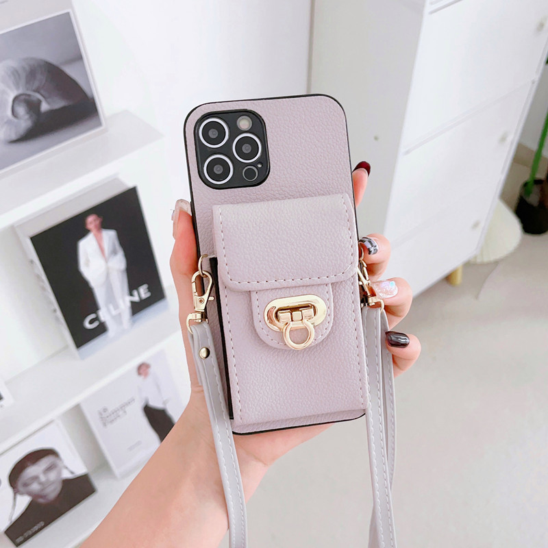 Suitable for iPhone/Samsung mobile phone case creative card wallet leather case crossbody lanyard new A54 protective cover