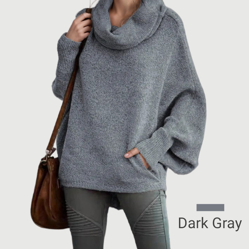 Hot SaleWomen's Batwing Cowl Neck Sweater with Pockets