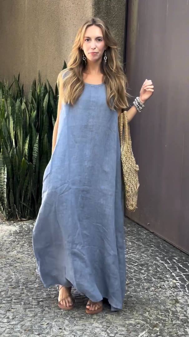 Women's Cotton linen dress with pocket