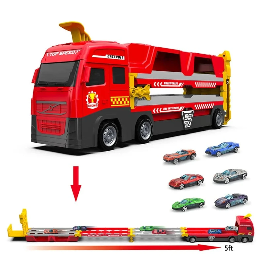 🎅Xmas Sales💥Mega Hauler Truck With Ejection Race Track👍Buy 2 Save 15%