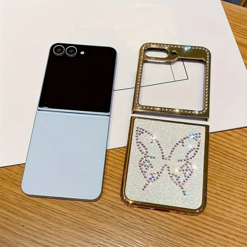 cute     heart bowknot       artificial leather phone case   z flip 5 z flip 6 zflip 4 zflip 3 5  glitter bling   shockproof back cover   details 7