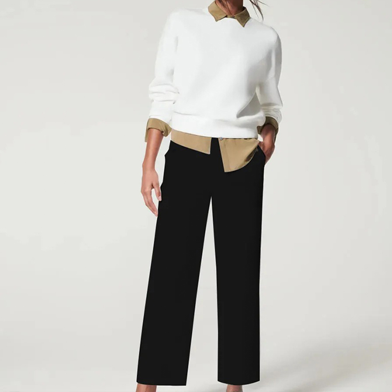 Stretch Twill Cropped Wide Leg Pant