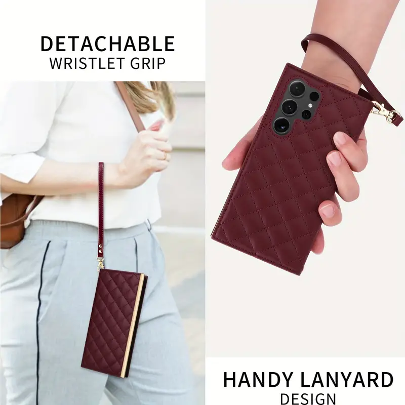 crossbody wallet phone case for samsung galaxy s24 s23 s22 s21 s20 ultra s24 s23 s22 s21 s20 s10 s9 plus s23 fe s21 s20 fe s10e pu leather phone case with long lanyard short lanyard suction cup flip wallet 3 card holder 1 cash slot shockproof cover details 2