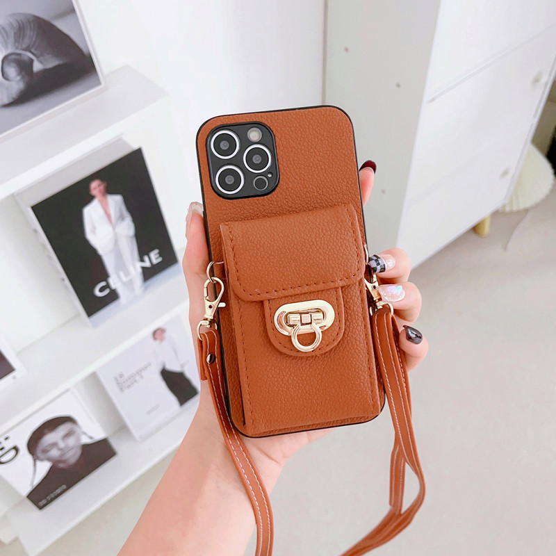 Suitable for iPhone/Samsung mobile phone case creative card wallet leather case crossbody lanyard new A54 protective cover
