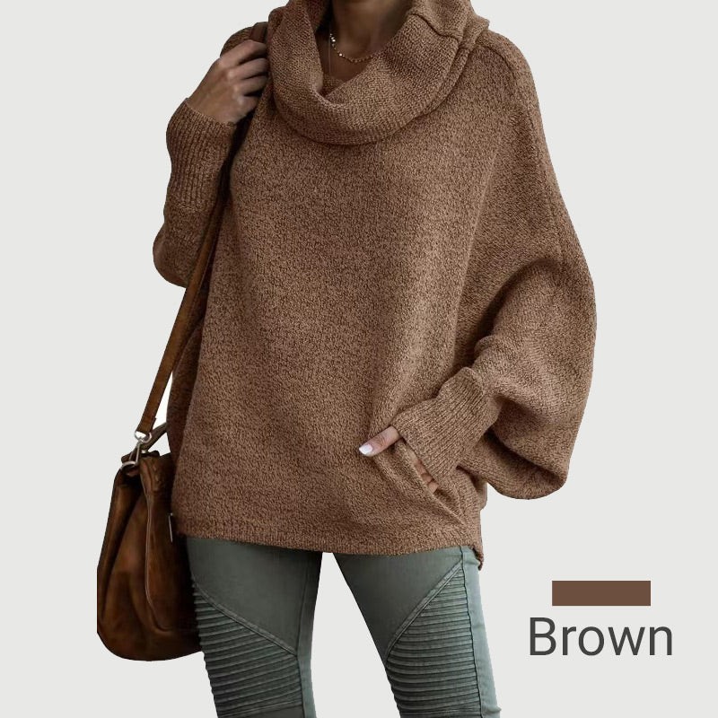 Hot SaleWomen's Batwing Cowl Neck Sweater with Pockets