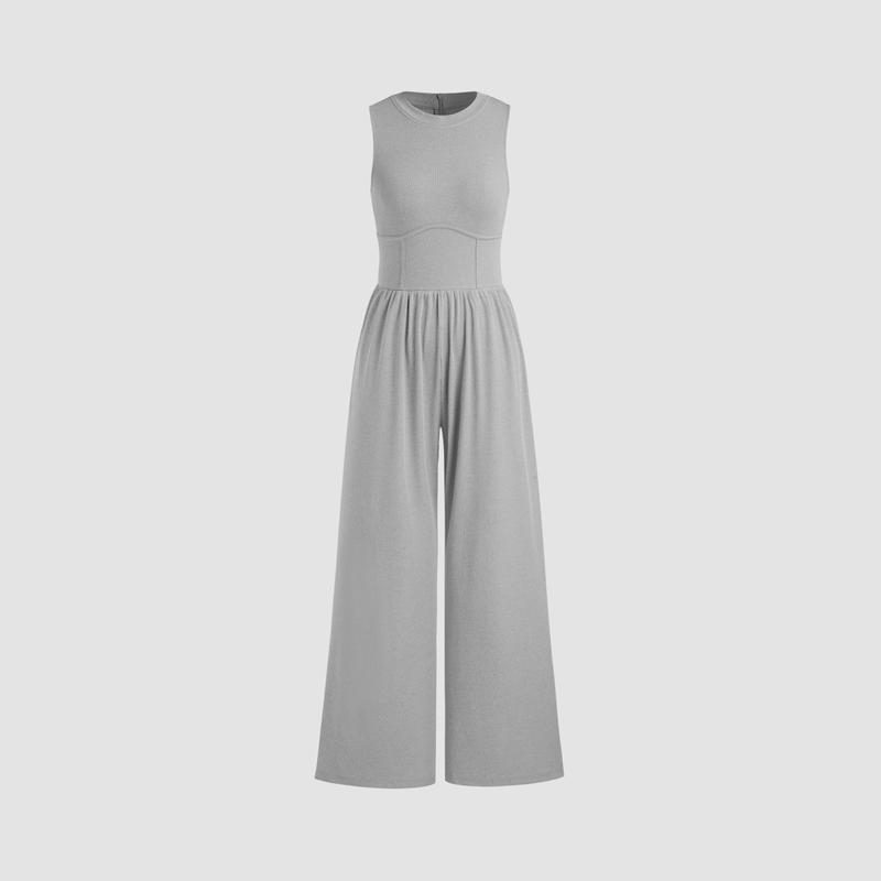 [12 colors, Size 2-26]  Sleeveless Wide Leg Overalls