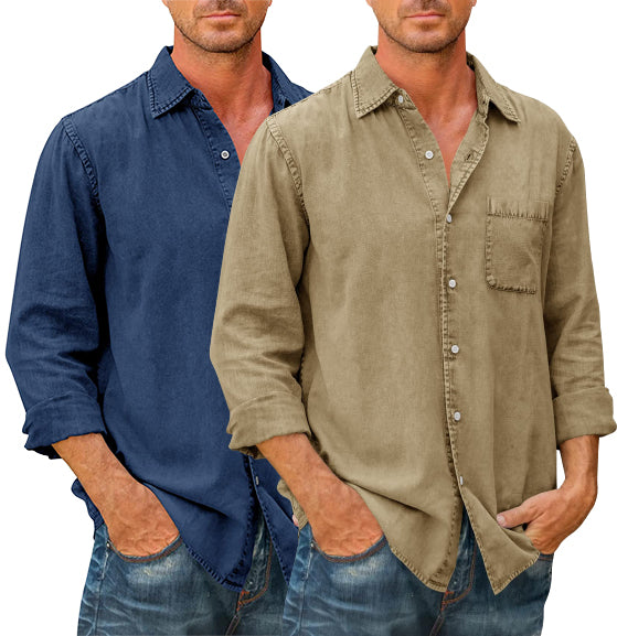 Men's Denim Style Shirt 【Long Sleeve】