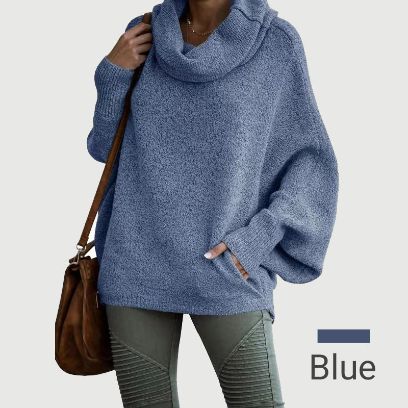 Hot SaleWomen's Batwing Cowl Neck Sweater with Pockets