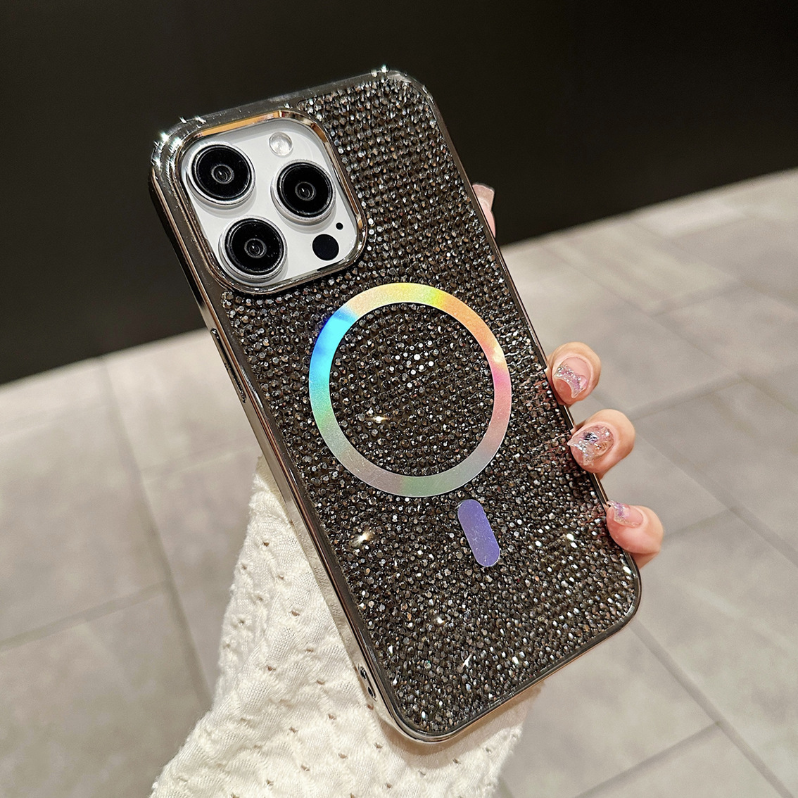 New Glitter Shining Diamond Plating Slim Wireless Charging Phone Case for iPhone Series