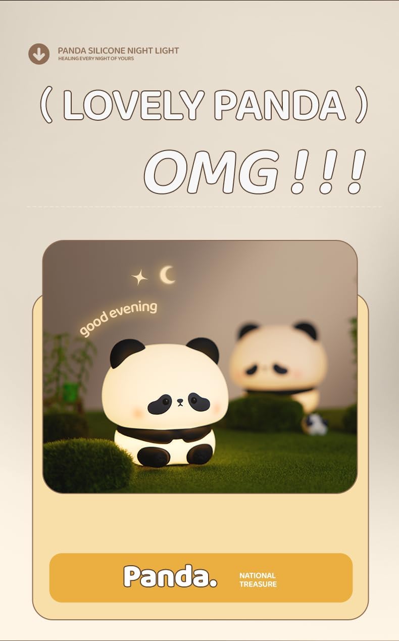 LED- Cute Panda Night Light, Fun Gift for Boys Girls Babies Kids