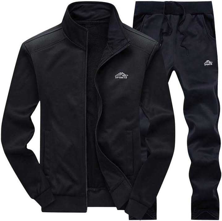  Men's Casual Tracksuit Long Sleeve Full Zip Running Jogging Sweatsuit Athletic Sports Set