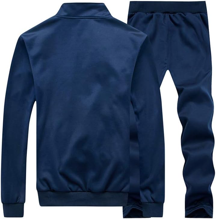  Men's Casual Tracksuit Long Sleeve Full Zip Running Jogging Sweatsuit Athletic Sports Set