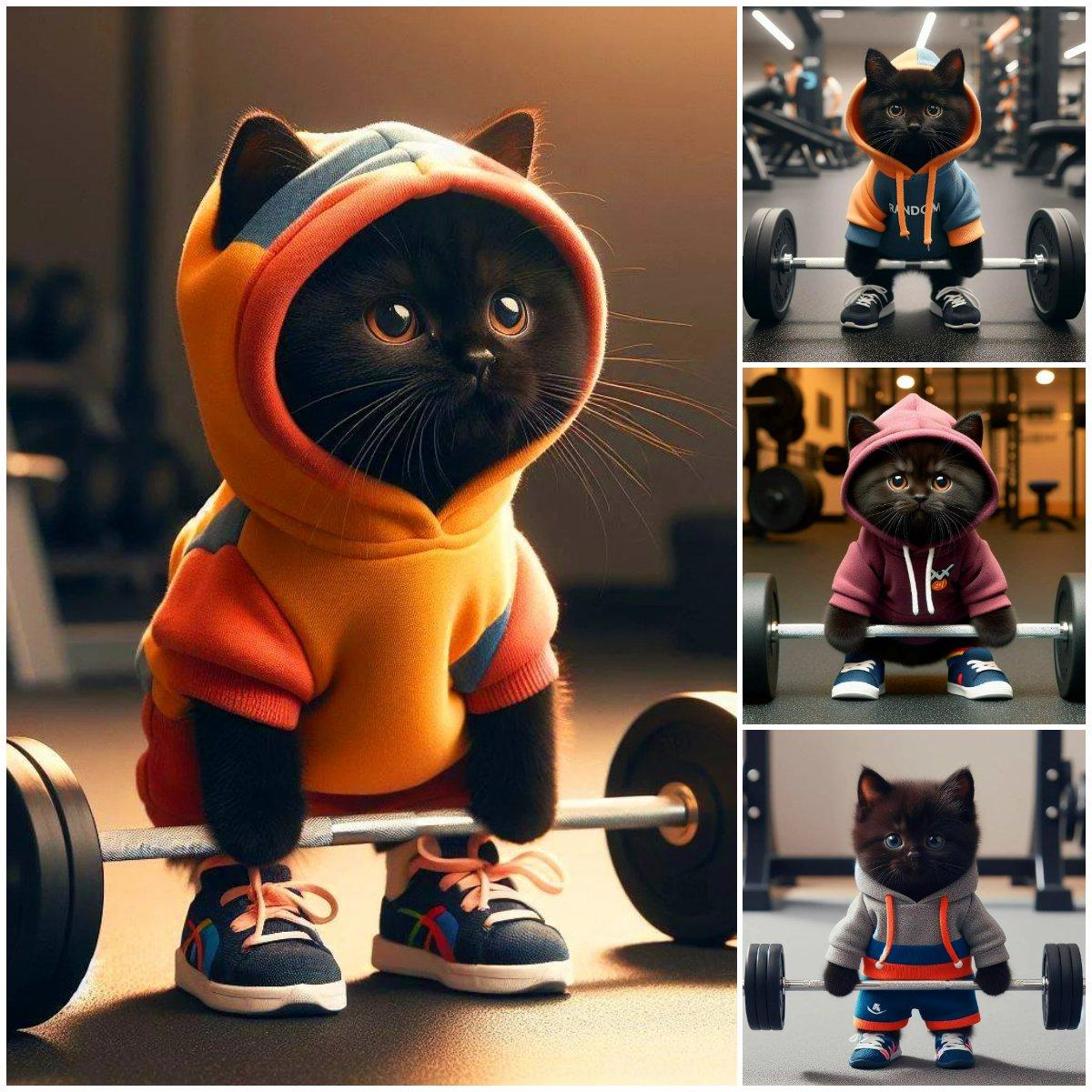 Cute Fitness Cat Sculpture