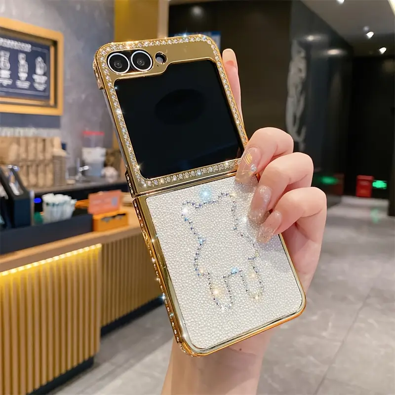 cute     heart bowknot       artificial leather phone case   z flip 5 z flip 6 zflip 4 zflip 3 5  glitter bling   shockproof back cover   details 4