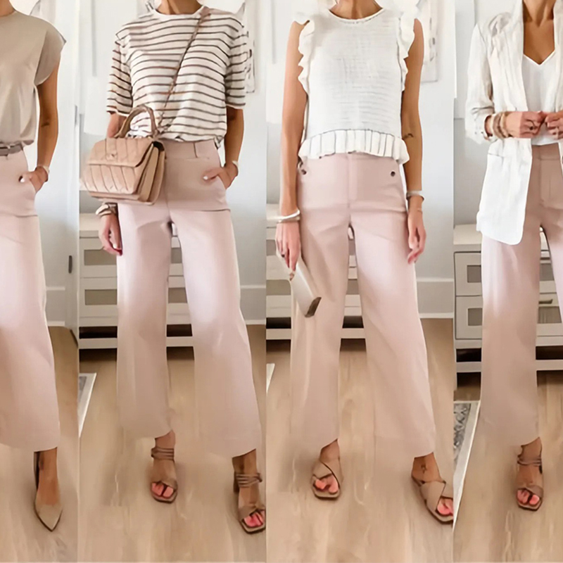 Stretch Twill Cropped Wide Leg Pant