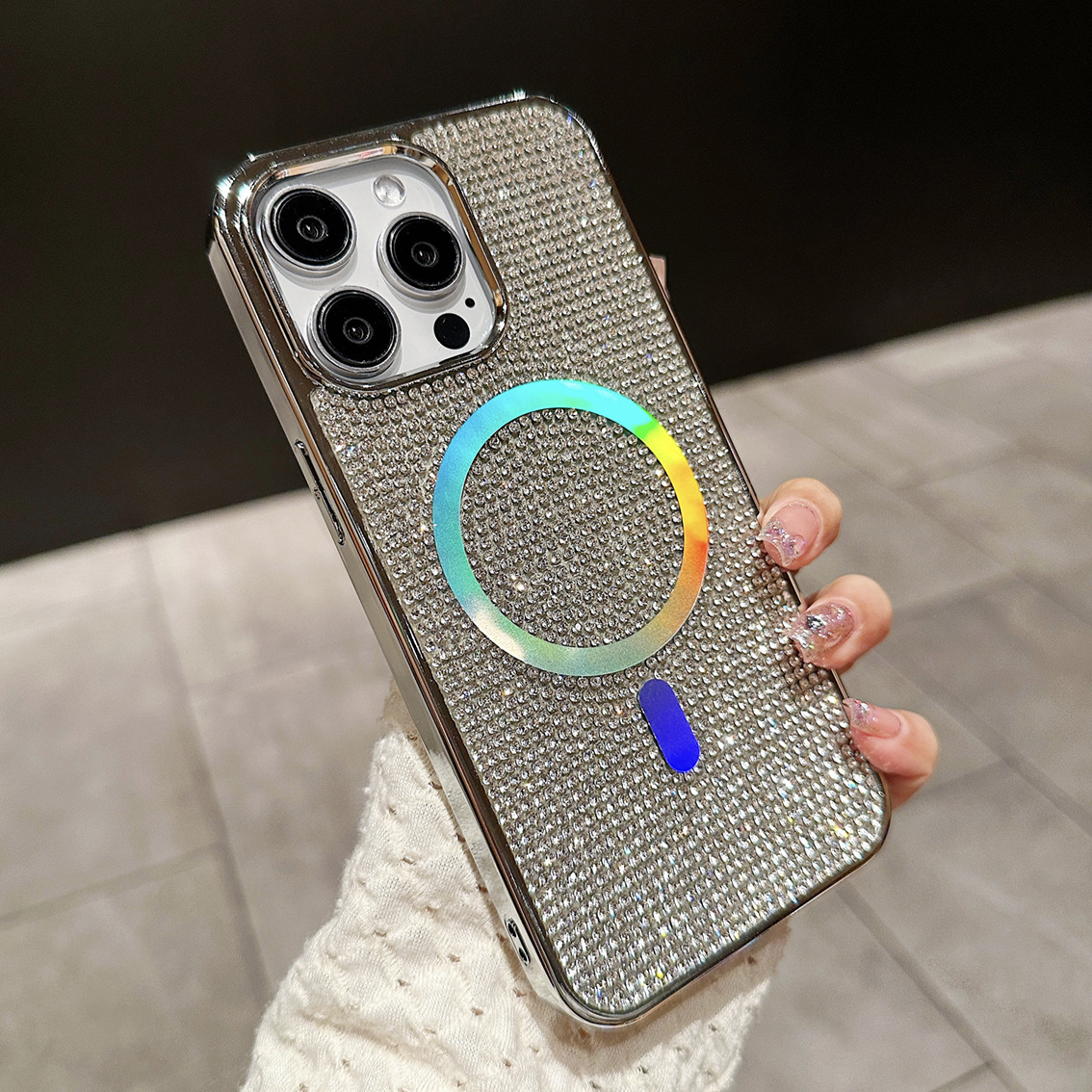 New Glitter Shining Diamond Plating Slim Wireless Charging Phone Case for iPhone Series