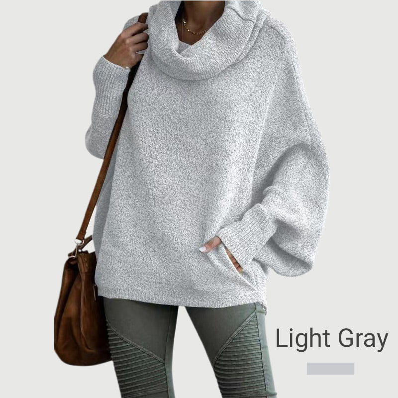 Hot SaleWomen's Batwing Cowl Neck Sweater with Pockets