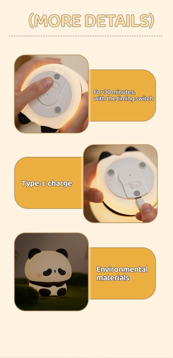 LED- Cute Panda Night Light, Fun Gift for Boys Girls Babies Kids