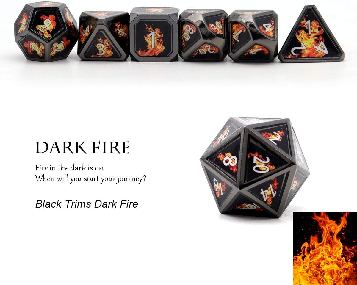 Haxtec Bloodstained Metal DND Dice Set Antique Iron Blood Metal D&D Dice Set Dragon Scale with Leather Dice Bag Bloodsplattered Metal Polyhedral Dice for Dungeons and Dragons TTRPG Gifts