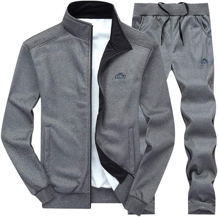  Men's Casual Tracksuit Long Sleeve Full Zip Running Jogging Sweatsuit Athletic Sports Set