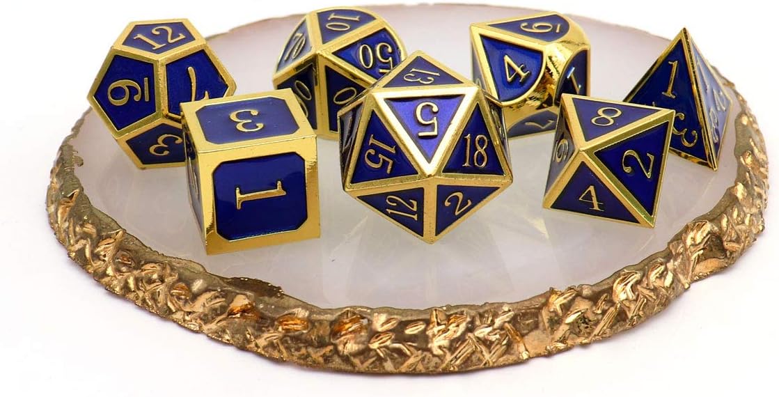 Haxtec Bloodstained Metal DND Dice Set Antique Iron Blood Metal D&D Dice Set Dragon Scale with Leather Dice Bag Bloodsplattered Metal Polyhedral Dice for Dungeons and Dragons TTRPG Gifts