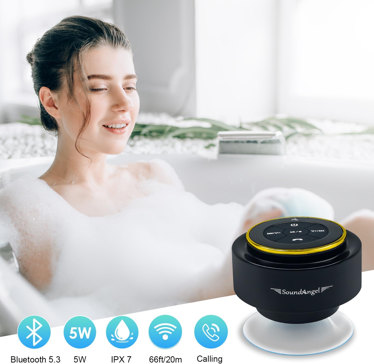 XLEADER, Upgraded, Shower Speaker, Certified IPX7 Waterproof Bluetooth Wireless Speaker with Suction Cup for Bathroom, Built-in Mic, Crystal Sound&Rich Bass,up to 12H Playtime, Ideal Electronic Gifts