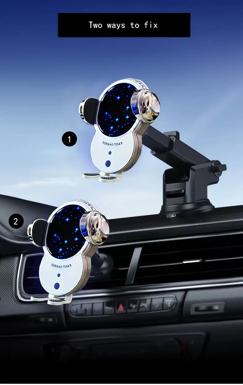 wireless car charger   15w     clamping car charger phone holder details 1