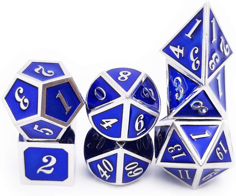 Haxtec Bloodstained Metal DND Dice Set Antique Iron Blood Metal D&D Dice Set Dragon Scale with Leather Dice Bag Bloodsplattered Metal Polyhedral Dice for Dungeons and Dragons TTRPG Gifts