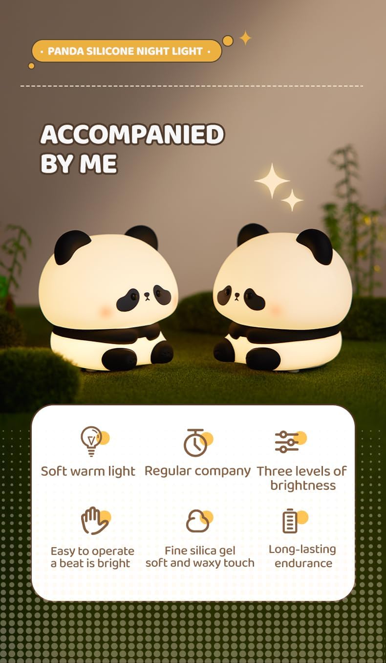 LED- Cute Panda Night Light, Fun Gift for Boys Girls Babies Kids