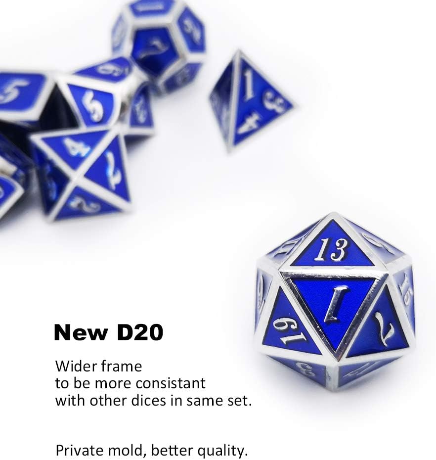 Haxtec Bloodstained Metal DND Dice Set Antique Iron Blood Metal D&D Dice Set Dragon Scale with Leather Dice Bag Bloodsplattered Metal Polyhedral Dice for Dungeons and Dragons TTRPG Gifts