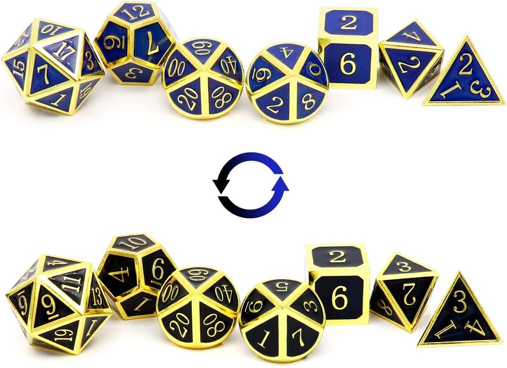 Haxtec Bloodstained Metal DND Dice Set Antique Iron Blood Metal D&D Dice Set Dragon Scale with Leather Dice Bag Bloodsplattered Metal Polyhedral Dice for Dungeons and Dragons TTRPG Gifts
