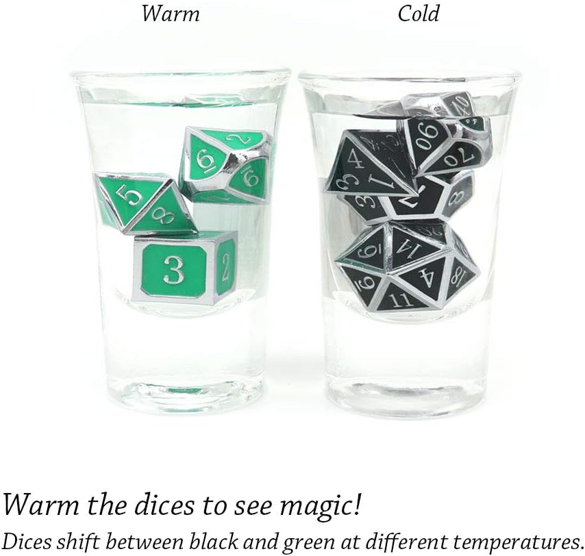 Haxtec Bloodstained Metal DND Dice Set Antique Iron Blood Metal D&D Dice Set Dragon Scale with Leather Dice Bag Bloodsplattered Metal Polyhedral Dice for Dungeons and Dragons TTRPG Gifts