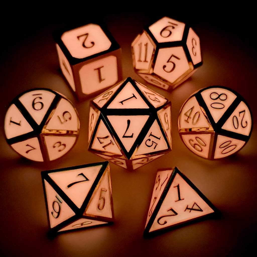 Haxtec Bloodstained Metal DND Dice Set Antique Iron Blood Metal D&D Dice Set Dragon Scale with Leather Dice Bag Bloodsplattered Metal Polyhedral Dice for Dungeons and Dragons TTRPG Gifts