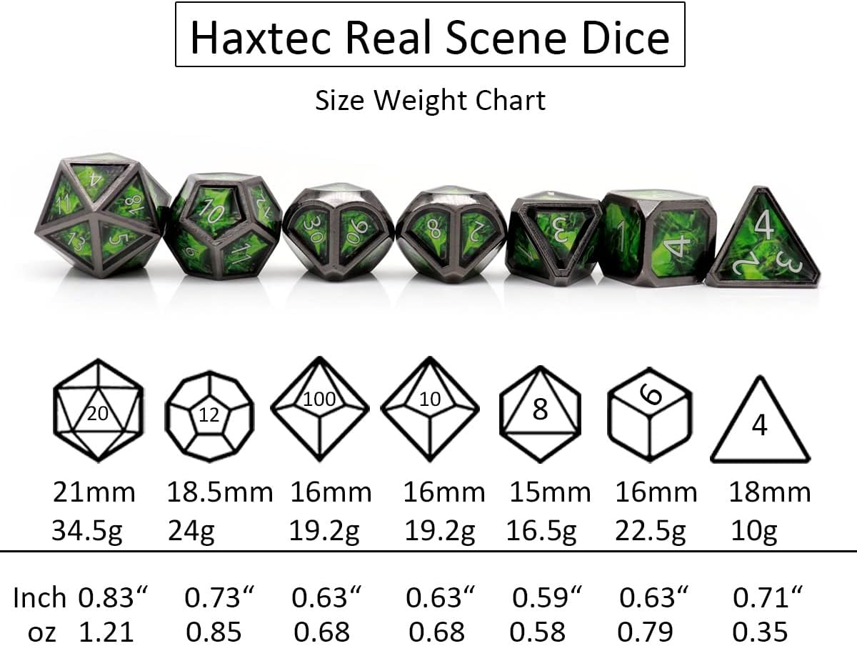 Haxtec Bloodstained Metal DND Dice Set Antique Iron Blood Metal D&D Dice Set Dragon Scale with Leather Dice Bag Bloodsplattered Metal Polyhedral Dice for Dungeons and Dragons TTRPG Gifts