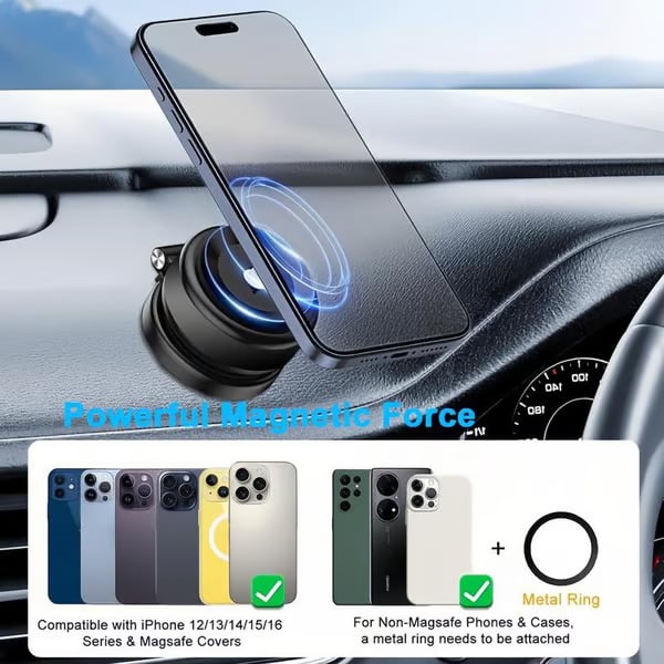 Magnetic Phone Holder,Dual-Sided Electronic Vacuum and Magnetic Adsorption,Adjustable and Foldable Multifunctional Cellphone Stand Accessory
