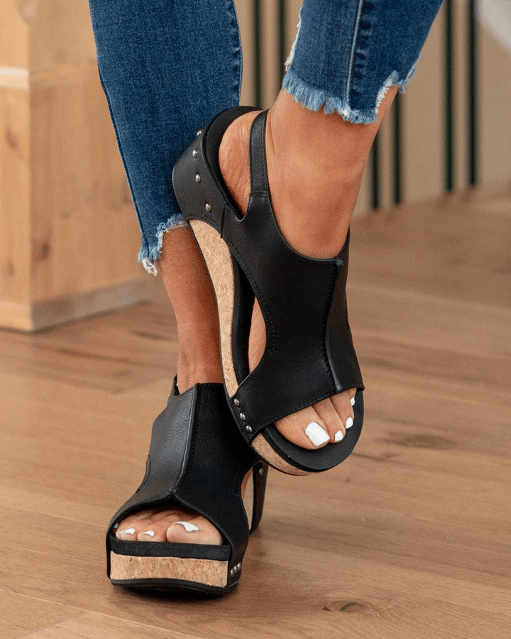 Mid Heel Wedge Sandals