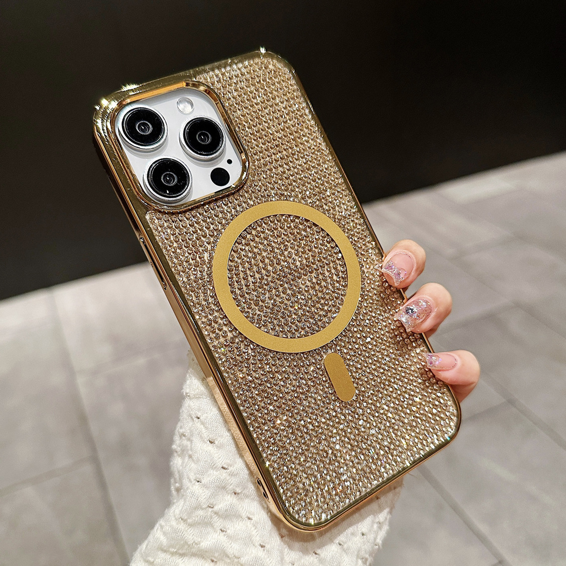 New Glitter Shining Diamond Plating Slim Wireless Charging Phone Case for iPhone Series