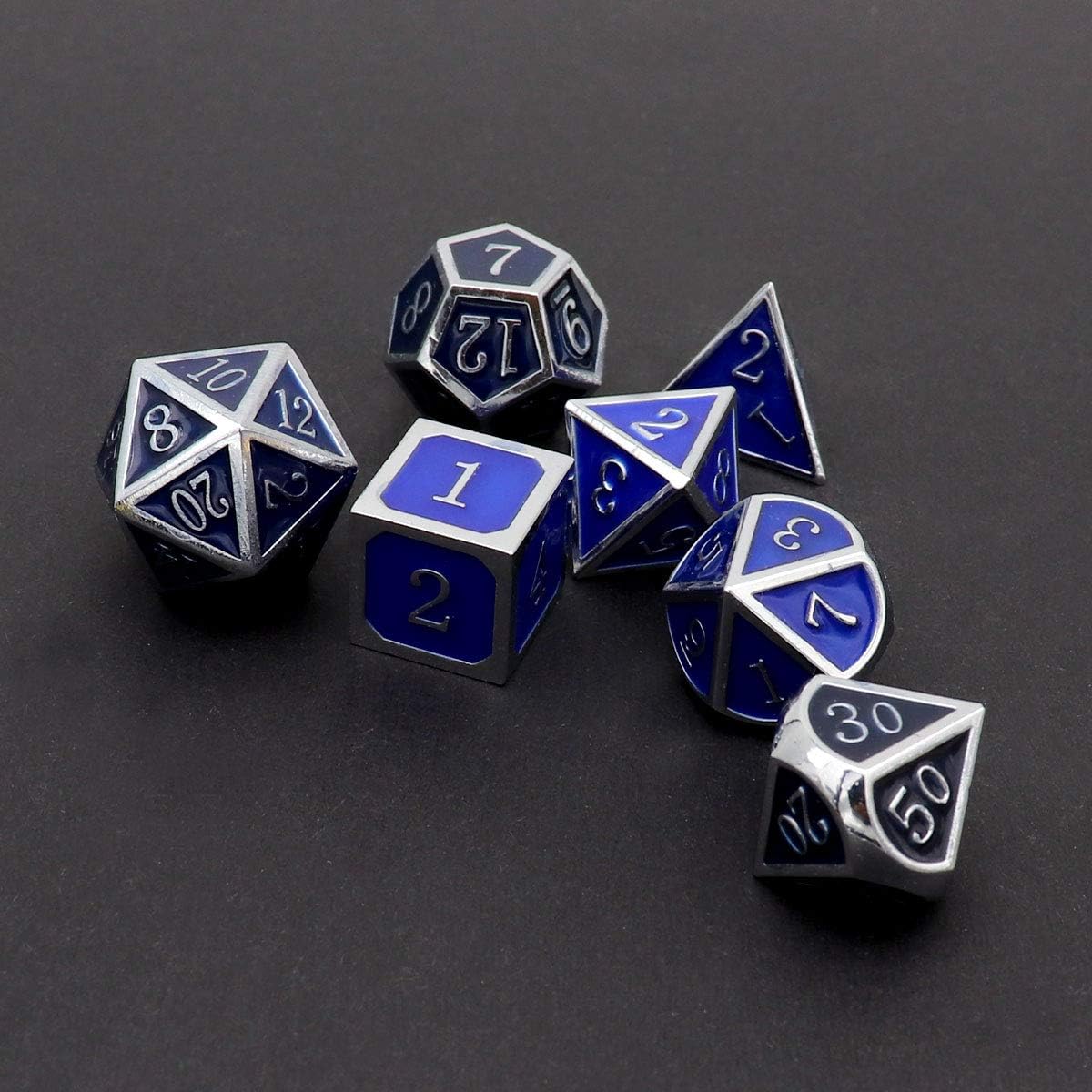 Haxtec Bloodstained Metal DND Dice Set Antique Iron Blood Metal D&D Dice Set Dragon Scale with Leather Dice Bag Bloodsplattered Metal Polyhedral Dice for Dungeons and Dragons TTRPG Gifts