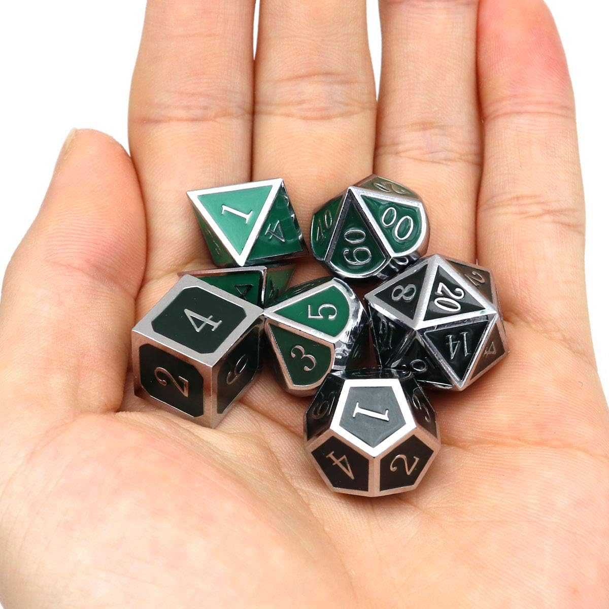 Haxtec Bloodstained Metal DND Dice Set Antique Iron Blood Metal D&D Dice Set Dragon Scale with Leather Dice Bag Bloodsplattered Metal Polyhedral Dice for Dungeons and Dragons TTRPG Gifts