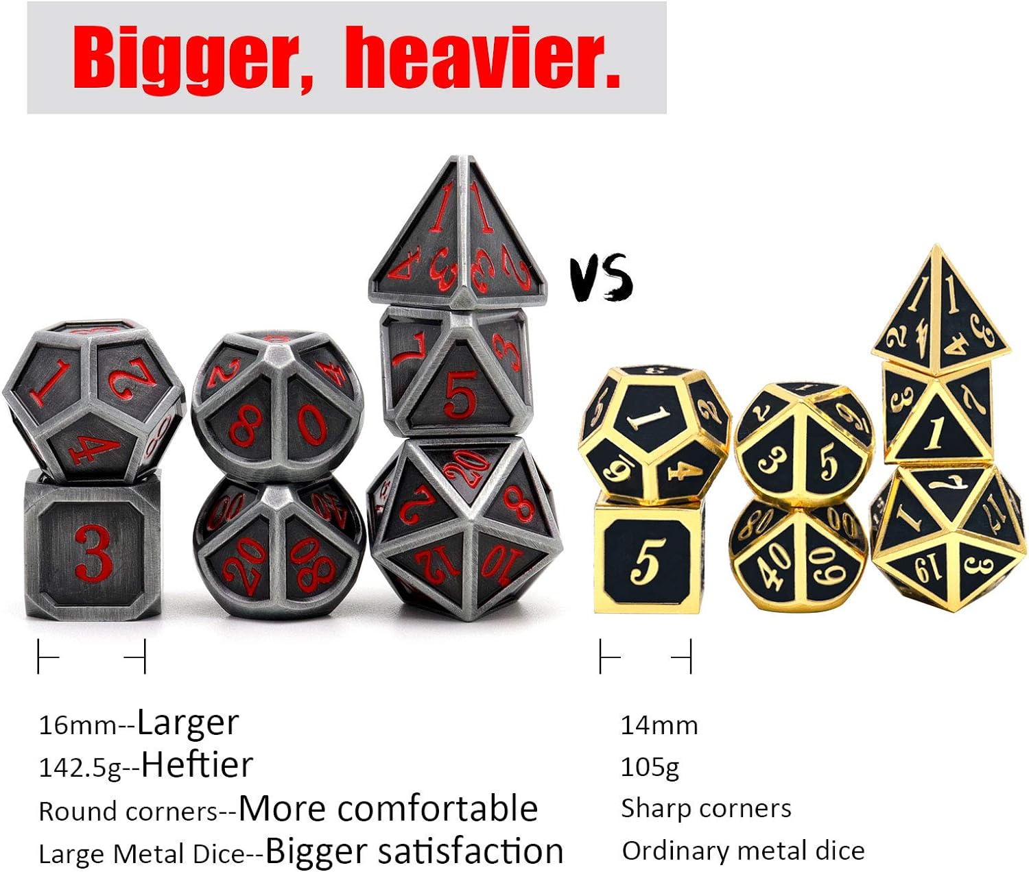 Haxtec Bloodstained Metal DND Dice Set Antique Iron Blood Metal D&D Dice Set Dragon Scale with Leather Dice Bag Bloodsplattered Metal Polyhedral Dice for Dungeons and Dragons TTRPG Gifts