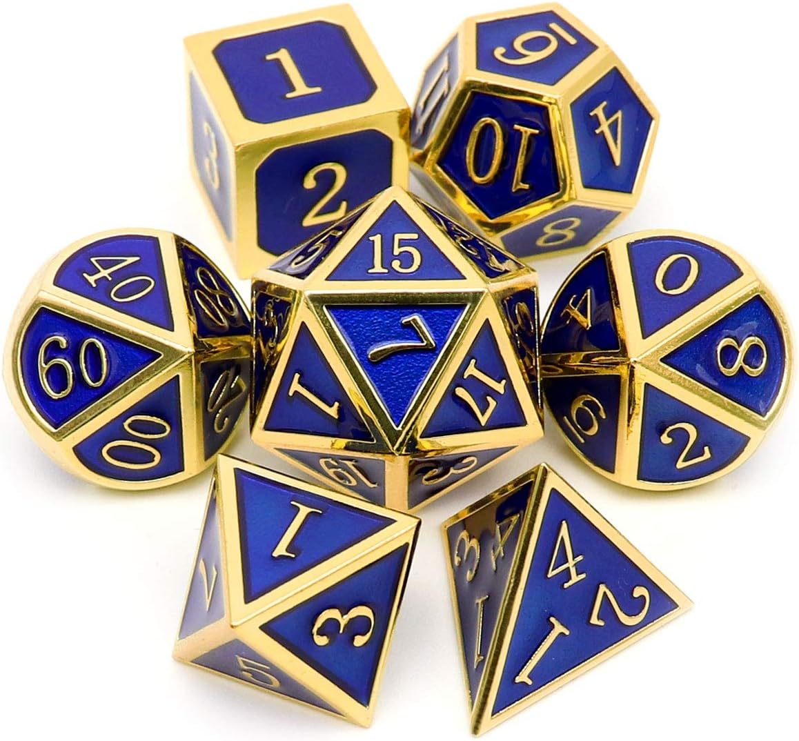 Haxtec Bloodstained Metal DND Dice Set Antique Iron Blood Metal D&D Dice Set Dragon Scale with Leather Dice Bag Bloodsplattered Metal Polyhedral Dice for Dungeons and Dragons TTRPG Gifts