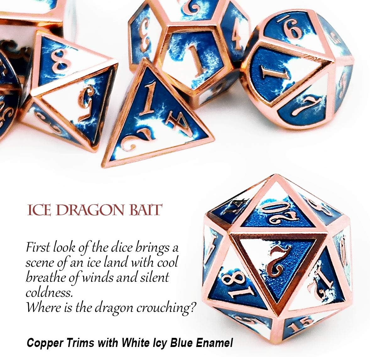 Haxtec Bloodstained Metal DND Dice Set Antique Iron Blood Metal D&D Dice Set Dragon Scale with Leather Dice Bag Bloodsplattered Metal Polyhedral Dice for Dungeons and Dragons TTRPG Gifts