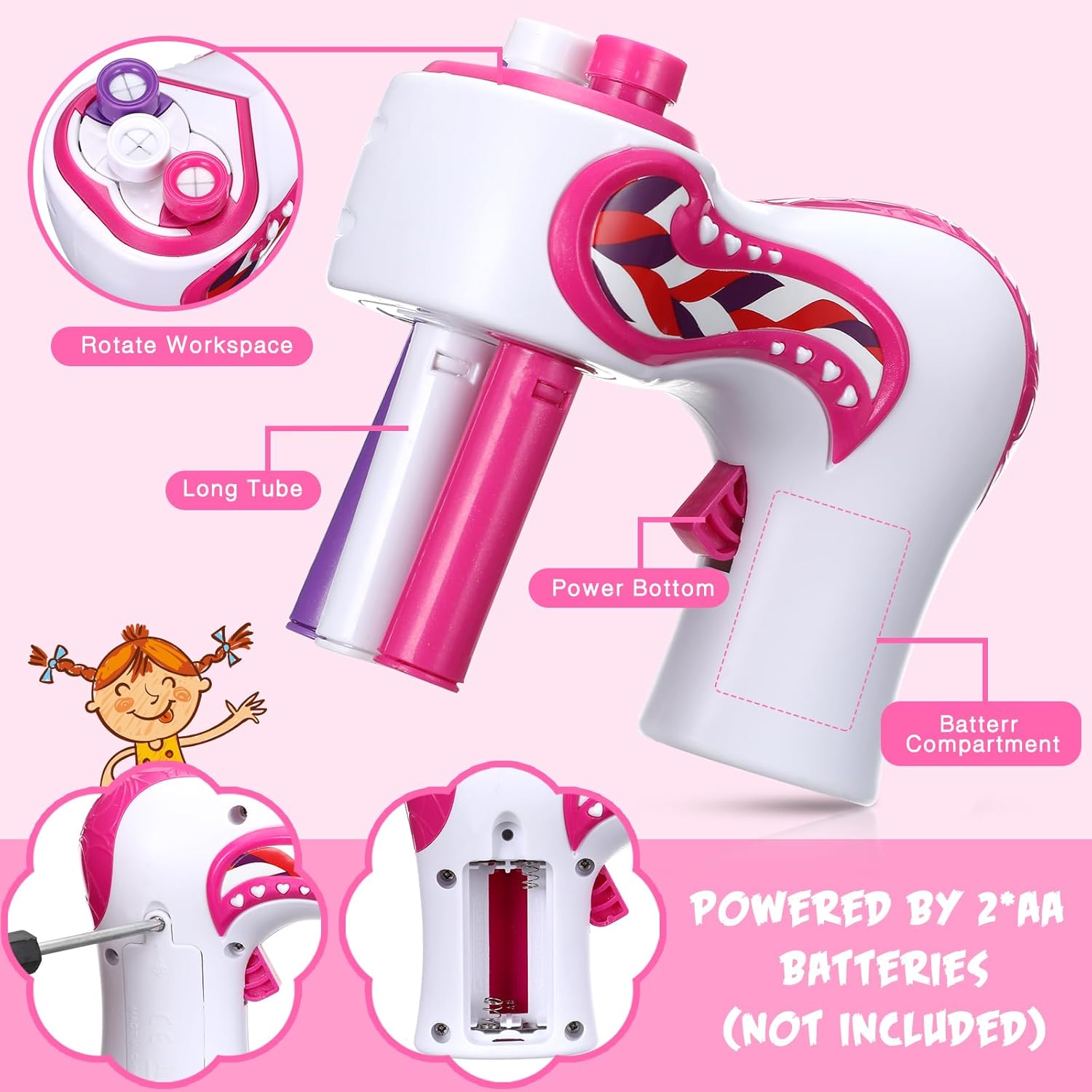Lasnten Automatic Braider Machine Electric Hair Braider Toy with Self Adhesive Hair Gems and Jewelry Beads Hair Styling Tool Accessories for DIY Headdress